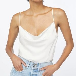 NWT Frame Denim Off White Cream Relaxed Cowl Neck Camisole Satin Top - Large